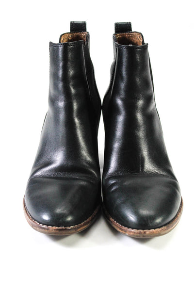 Madewell Womens Leather Elastic Round Toe Pull On Heeled Boots Black Size 9