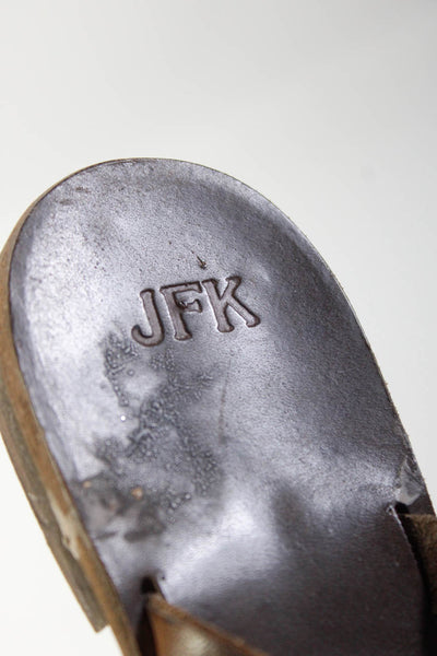 JFK Women's Open Toe Strappy Ankle Buckle Flat Sandals Brown Size 7