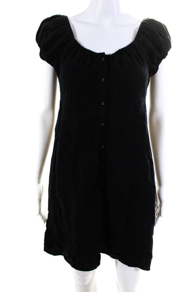 Madewell Womens Short Sleeve Off the Shoulder Button Up Mini Dress Black Size 8