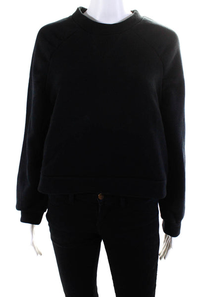 Ba&Sh Womens Cotton Darte Long Sleeve Crew Neck Pullover Sweatshirt Black Size 0