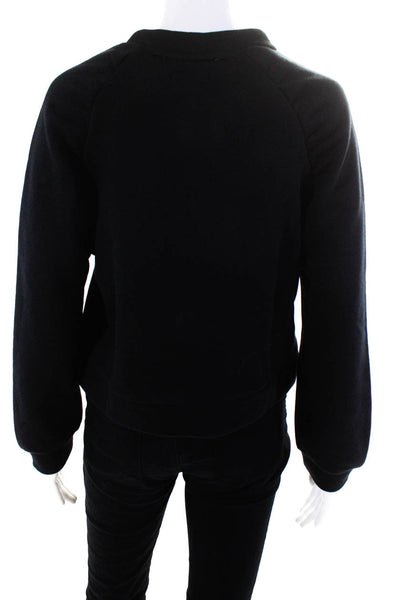 Ba&Sh Womens Cotton Darte Long Sleeve Crew Neck Pullover Sweatshirt Black Size 0