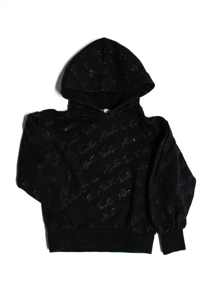 Alberta Ferretti Girls Long Sleeve Cotton Logo Pullover Hoodie Black Size 4Y