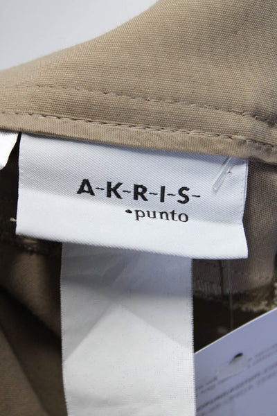 Akris Punto Womens Khaki Cotton High Rise Pleated Straight Leg Dress Pants Size6