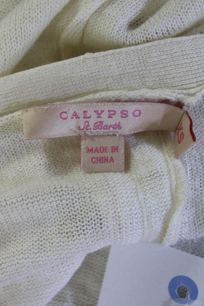 Calypso Saint Barth Womens Linen Open Front Cardigan Sweater Cream Size XS