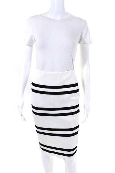 Cameo Womens Striped Pencil Skirt White Black Size Small