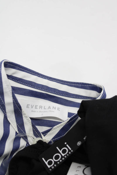 Everlane Bobi Womens Cotton Knotted Top Tunic Blouse Blue Black Size M S Lot 2