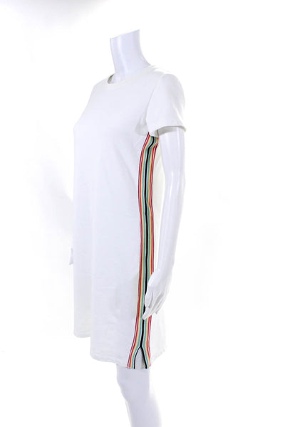 525 America Womens Cotton Side Stripe Short Sleeve T-Shirt Dress White Size S