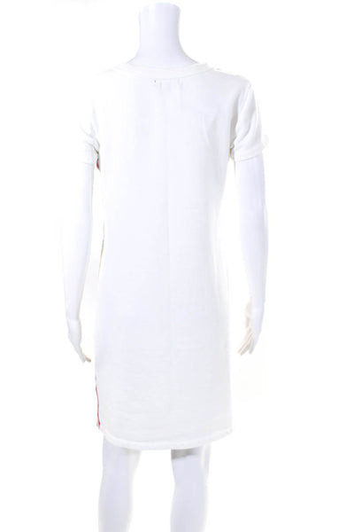 525 America Womens Cotton Side Stripe Short Sleeve T-Shirt Dress White Size S