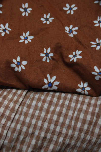 FRNCH Womens Floral Print Pants Shirt Dress Brown Size Large Lot 2