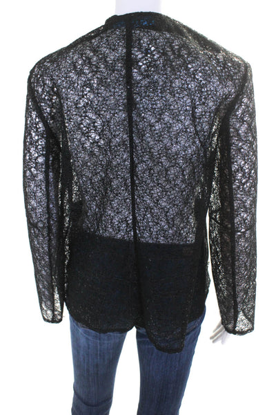 Jonathan Cohen Womens Front Zip Sequin Lace Overlay Jacket Black Size Medium