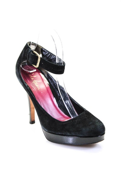 Cole Haan Womens Stiletto Platform Ankle Strap Sandals Black Suede Size 8.5B