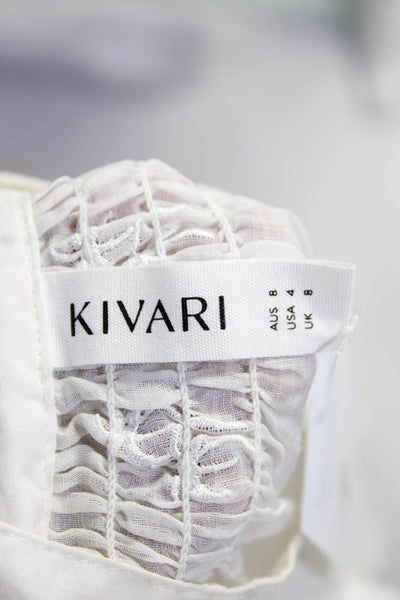 Kivari Women's Long Sleeve Embroidered Button Down Blouse White Size 4