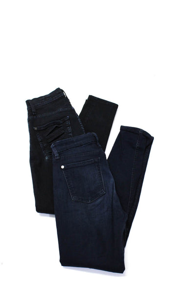 7 For All Mankind Womens High Waist Skinny Jeans Dark Blue Size 24 25 Lot 2