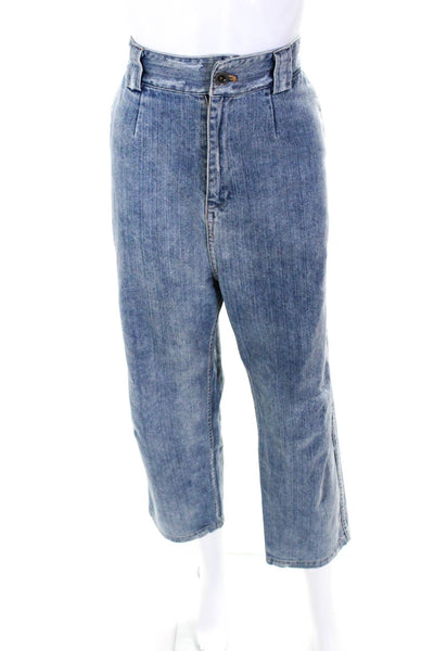 Sea Womens Cotton High Rise Wide Leg Zip Up Light Wash Jeans Pants Blue Size 6