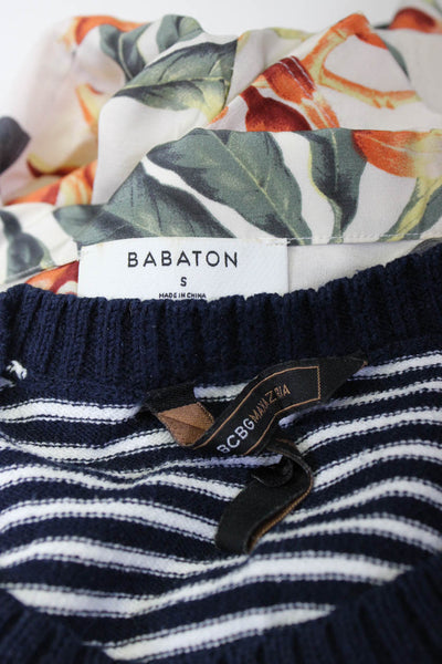 BCBGMAXAZRIA Babaton Womens Knit Top Blouse Blue Multicolor Size XS S Lot 2