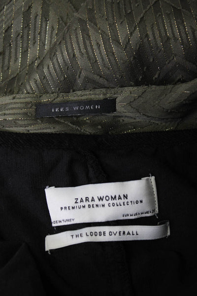 Zara Woman Ikks Women Womens Jumpsuit Wrap Romper Black Green Size M 42 Lot 2