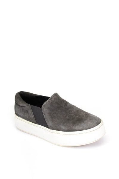 Vince Women's Suede Platform Slip On Sneaker Shoes Gray Size 6.5