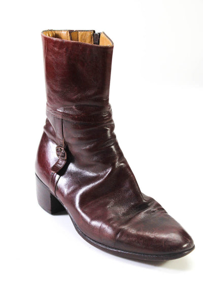 Lorenzo Banfi Womens Leather Zip Up Ankle Boots Brown Size 7.5