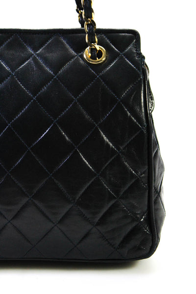 Chanel Womens Black Leather Quilted Tassel Detail Chain Shoulder Bag Handbag