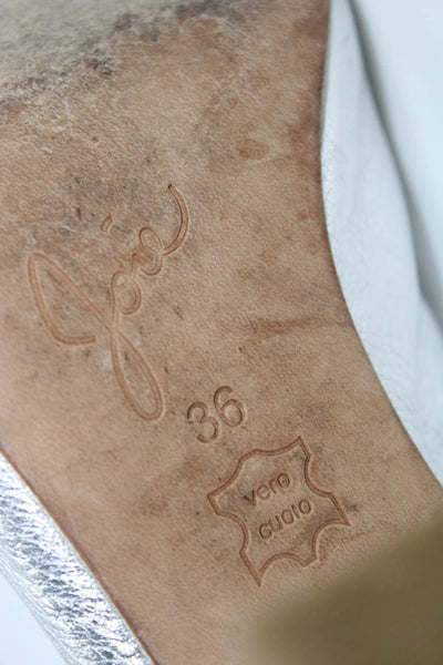Joie Womens Leather Metallic Block Heel Slip On Loafer Mules Silver Size 6US 36E