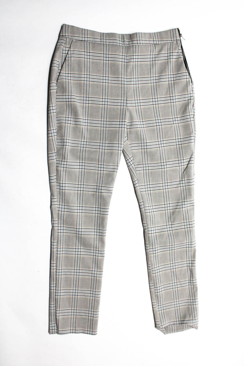 Zara Womens Plaid Slim Fit Cropped Pants Side Stripes Size XS Retro Cuffed  Hem | eBay