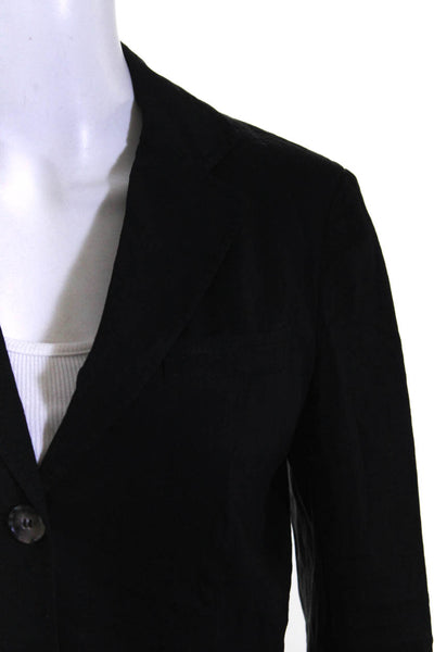 Theory Women's Linen Blend Unlined Two Button Blazer Jacket Black Size 4