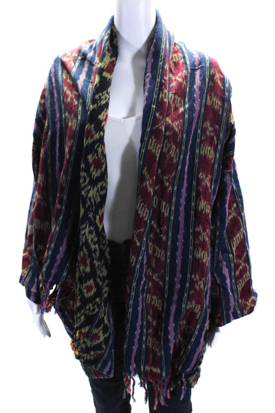 Oversize Womens Striped Wrap Blouse Multi Colored Size Small