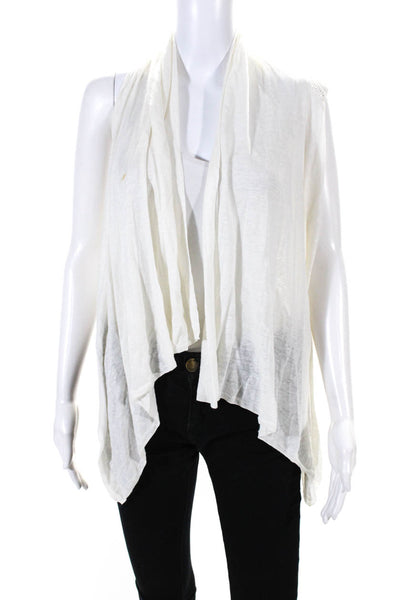Theory Linen Cotton Blend Sleeveless Open Front Cardigan White Size S