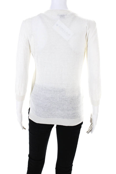 Theory Women's Lightweight 3/4 Sleeve Crewneck Pullover Sweater White Size S