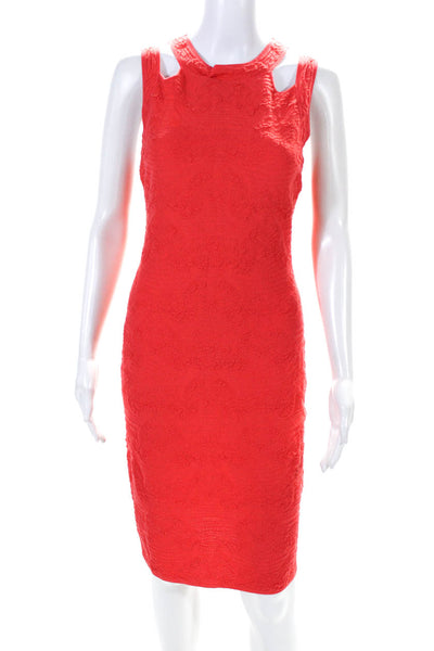 Missoni Womens Floral Textured Cut-Out Sleeveless Pullover Midi Dress Red Size 4