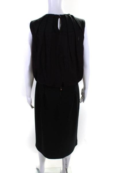 Rachel Roy Womens Black Maroon Color Block Sleeveless Shift Dress Size M