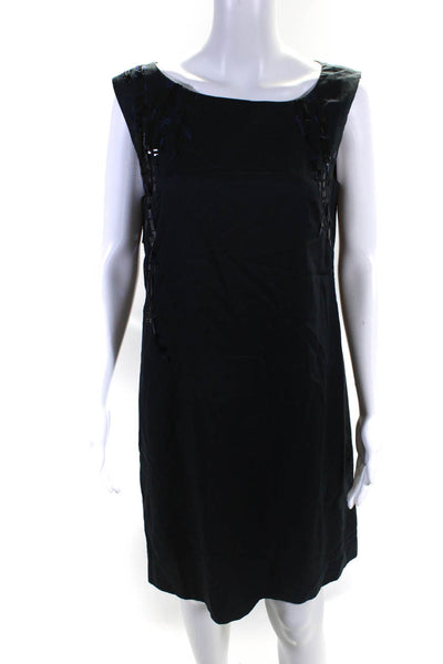 Helmut Lang Womens Cotton Embroider Sequin Sleeveless A-Line Dress Navy Size 10