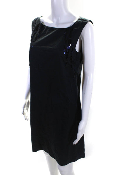 Helmut Lang Womens Cotton Embroider Sequin Sleeveless A-Line Dress Navy Size 10