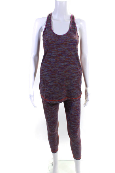 Lululemon Women's Printed Ankle Leggings Tank Top Set Purple Size 6