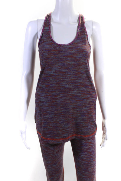 Lululemon Women's Printed Ankle Leggings Tank Top Set Purple Size 6