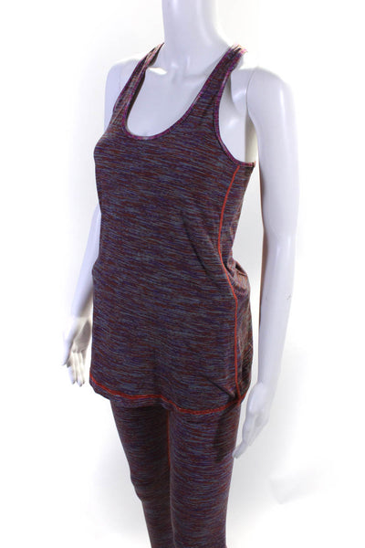 Lululemon Women's Printed Ankle Leggings Tank Top Set Purple Size 6