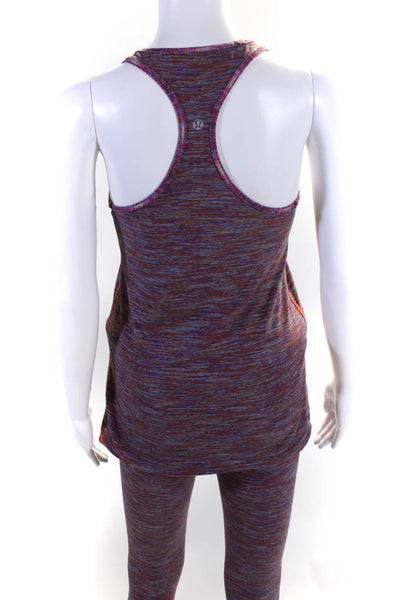 Lululemon Women's Printed Ankle Leggings Tank Top Set Purple Size 6