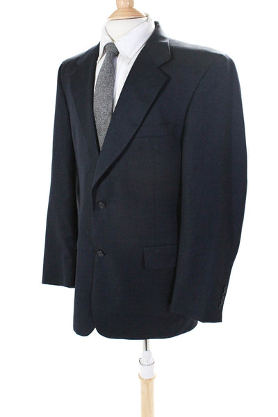 Murano Mens Two Button Slim Notch Collared Blazer Suit Jacket Navy Blue Size L