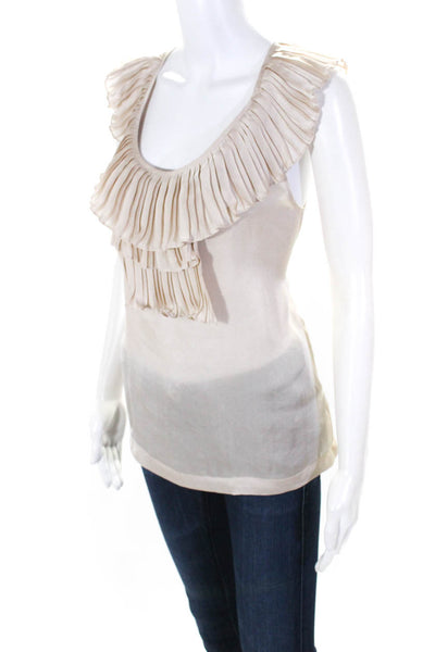Twelfth Street by Cynthia Vincent Womens Pleated Tank Top Beige Size Small