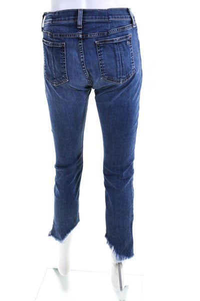 Rag & Bone Jean Womens Blue Distress Mid-Rise Straight Leg Jeans Size 28