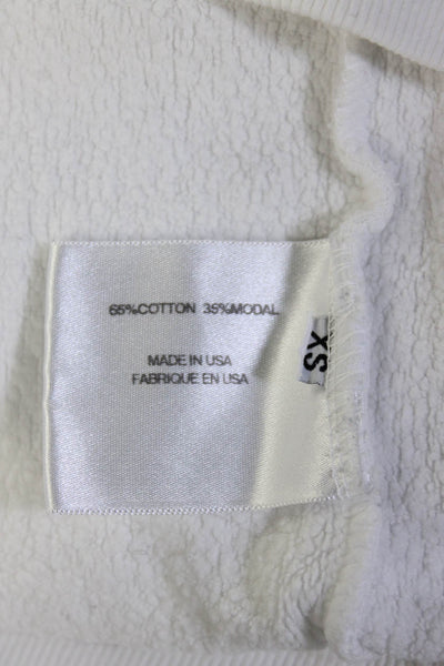 Pam & Gela Womens White Cotton Cut Out Crew Neck Pullover Sweatshirt Top Size P