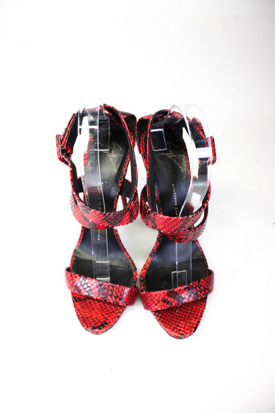Giuseppe Zanotti Design Womens Red Snakeskin Ankle Strap Sandals Shoes Size 9.5