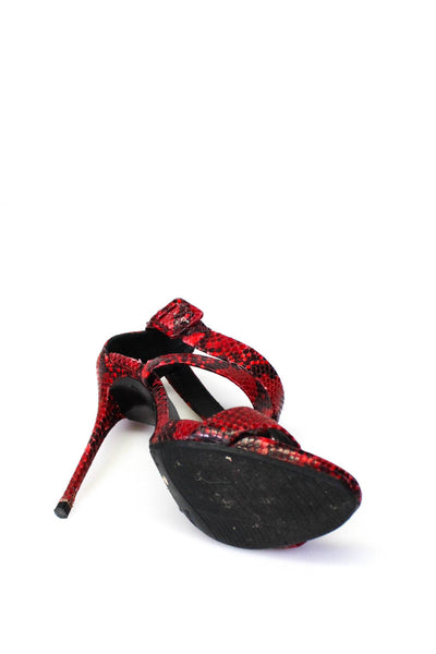 Giuseppe Zanotti Design Womens Red Snakeskin Ankle Strap Sandals Shoes Size 9.5