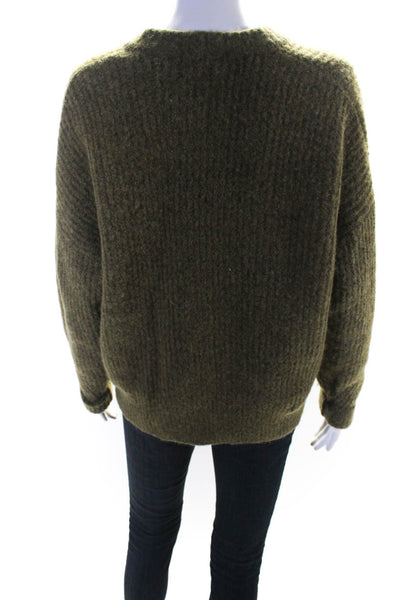 Madewell Womens Wool Long Sleeve Round Neck Pullover Sweater Top Green Size S