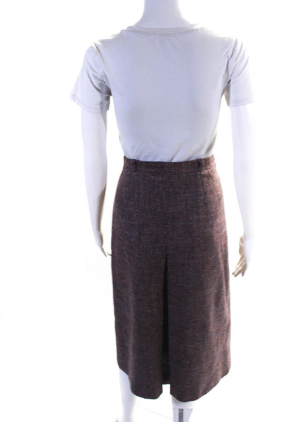 Burberrys Womens Wool Tweed Knee Length Side Zip A-Line Skirt Mauve Pink Size 8