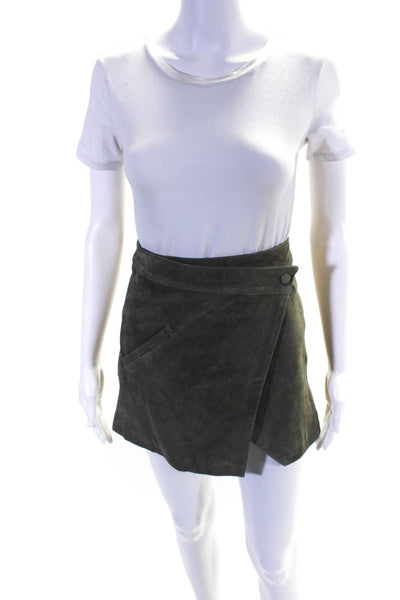 BLANKNYC Womens Leather Asymmetrical Mini Skirt Green Size 25