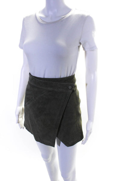 BLANKNYC Womens Leather Asymmetrical Mini Skirt Green Size 25