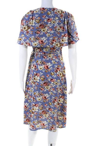 Slate & Willow Womens Blue Floral Wrap Dress Size 0 11189876