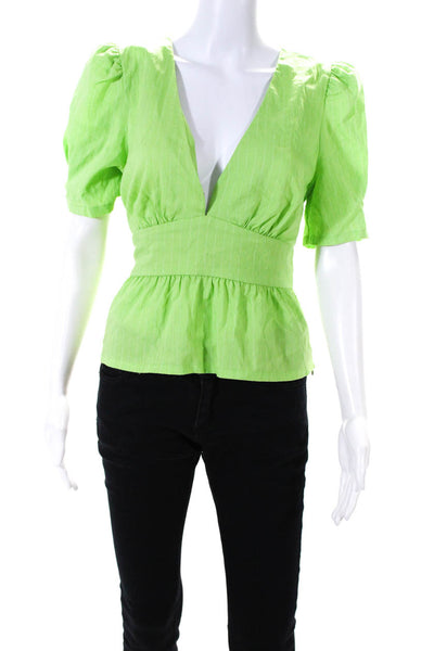 Moon River Womens Lime Pinstripe Top Size 6 12434705