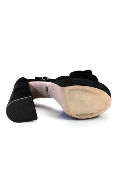 Badgley Mischka Womens Ruffle Ankle Strap Velvet Platform Sandals Black Size 9